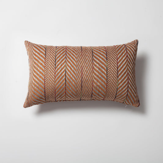 Sense - Linen Gradient Striped Herringbone Patterned Pillow 12x20 Inch - Orange (Cover Only)