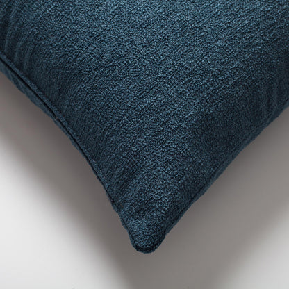Julia - Plain Boucle Woven Lumbar Pillow 14x28 Inch - Aegan Blue (Cover Only)