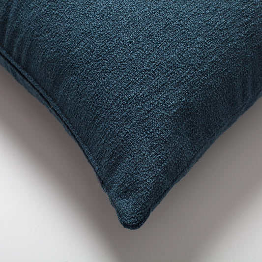 Julia - Plain Boucle Woven Lumbar Pillow 14x28 Inch - Aegan Blue (Cover Only)