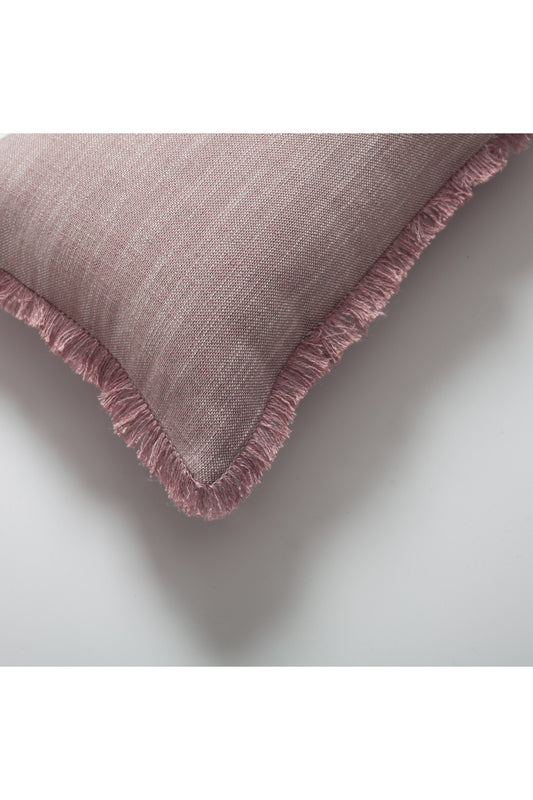 Soho - Linen Fringed Pillow 12x20 Inch - Pink (Cover Only)