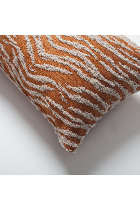 Tokyo - Geometric Zebra Patterned Pillow 12x20 Inch - Orange (Cover Only)