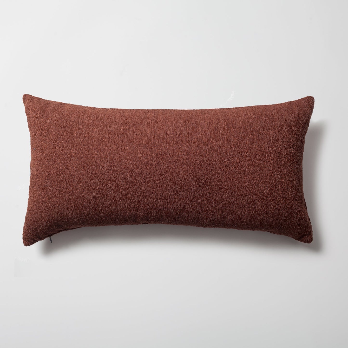 Julia - Plain Boucle Woven Lumbar Pillow 14x28 Inch - Brown (Cover Only)