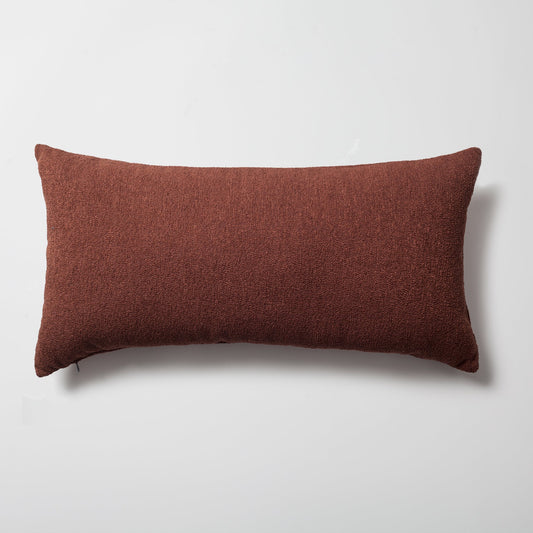 Julia - Plain Boucle Woven Lumbar Pillow 14x28 Inch - Brown (Cover Only)