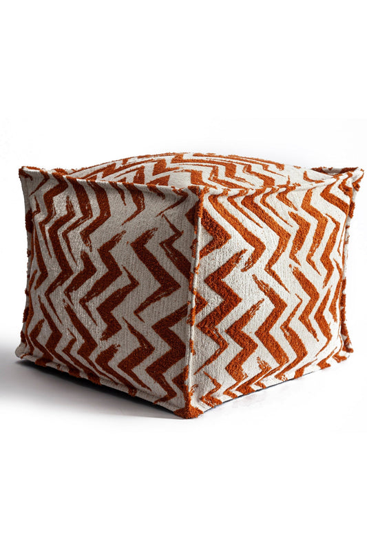 Havana Puf - Zigzag Patterned Pouf - Orange (Cover Only)