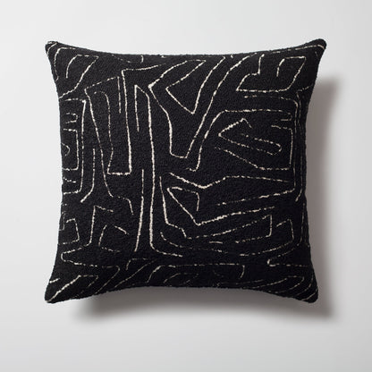 Amorf - Abstract Patterned 20x20 Inch Cushion - Black and White (Cover Only)