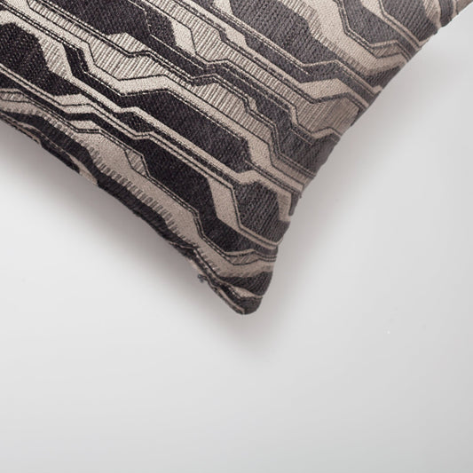 Lebon - Geometric Patterned 12x20 Inch Pillow - Anthracite (Cover Only)