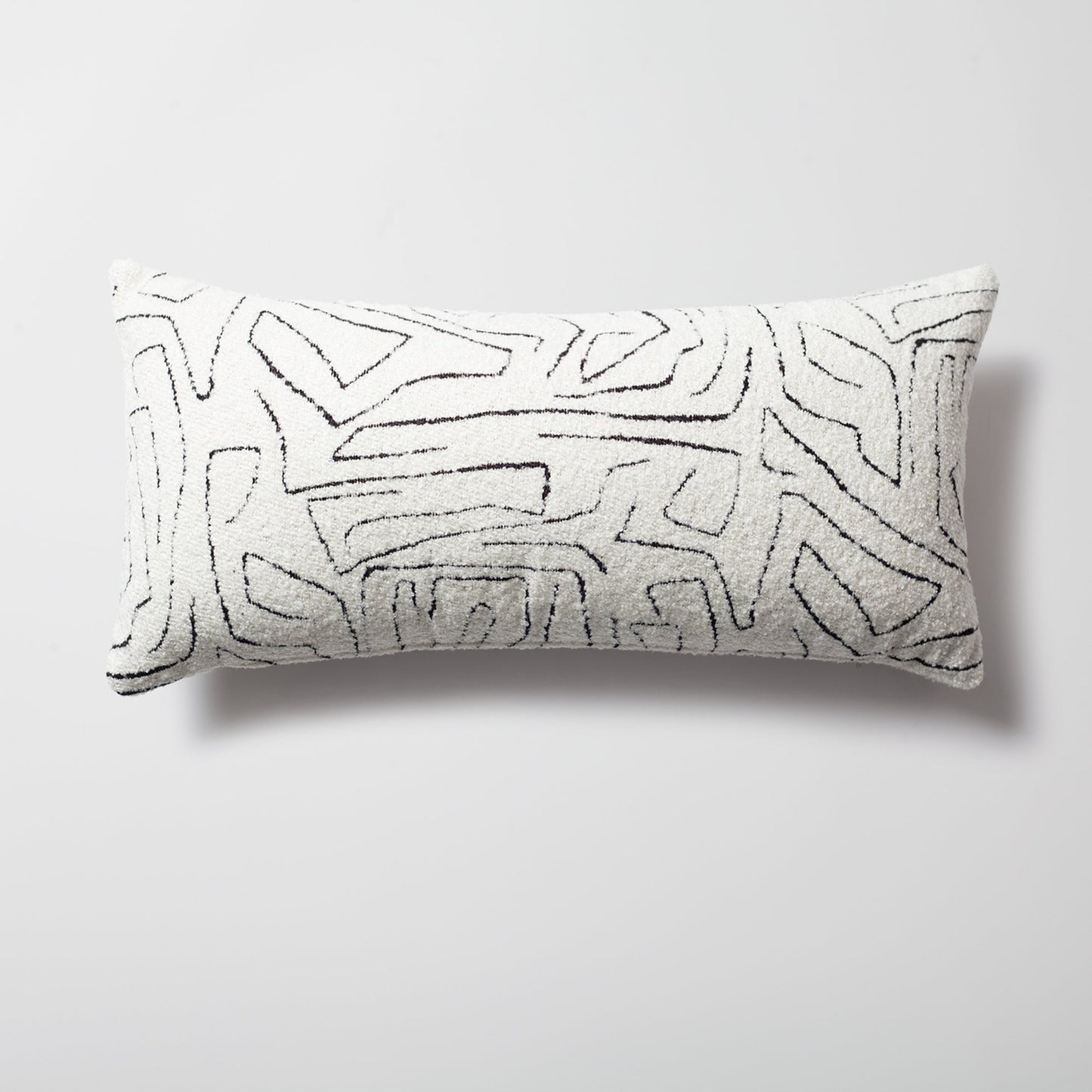 Amorf - Abstract Patterned 14x28 Inch Cushion - White and Black (Cover Only)