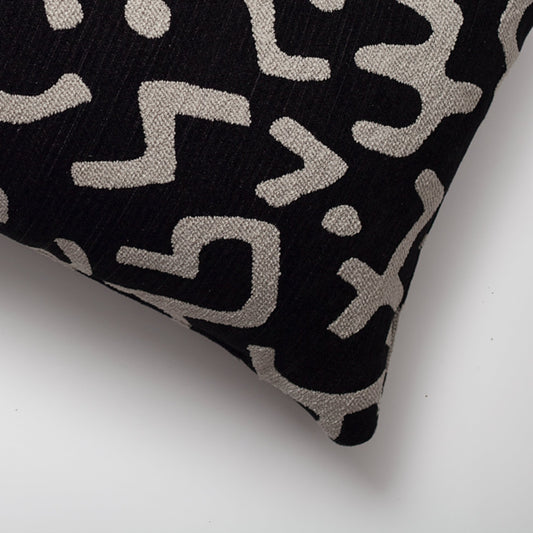 Nandos - Maze Patterned 14x28 Inch Pillow - Black (Cover Only)