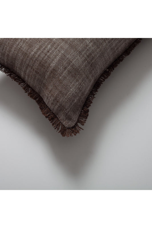 Soho - Linen Fringed Pillow 12x20 Inch - Brown (Cover Only)