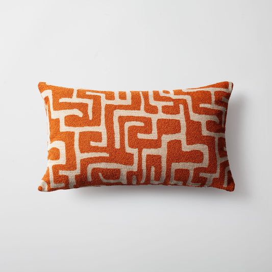 Norm - Maze Patterned 12x20 Inch Pillow - Orange (Cover Only)
