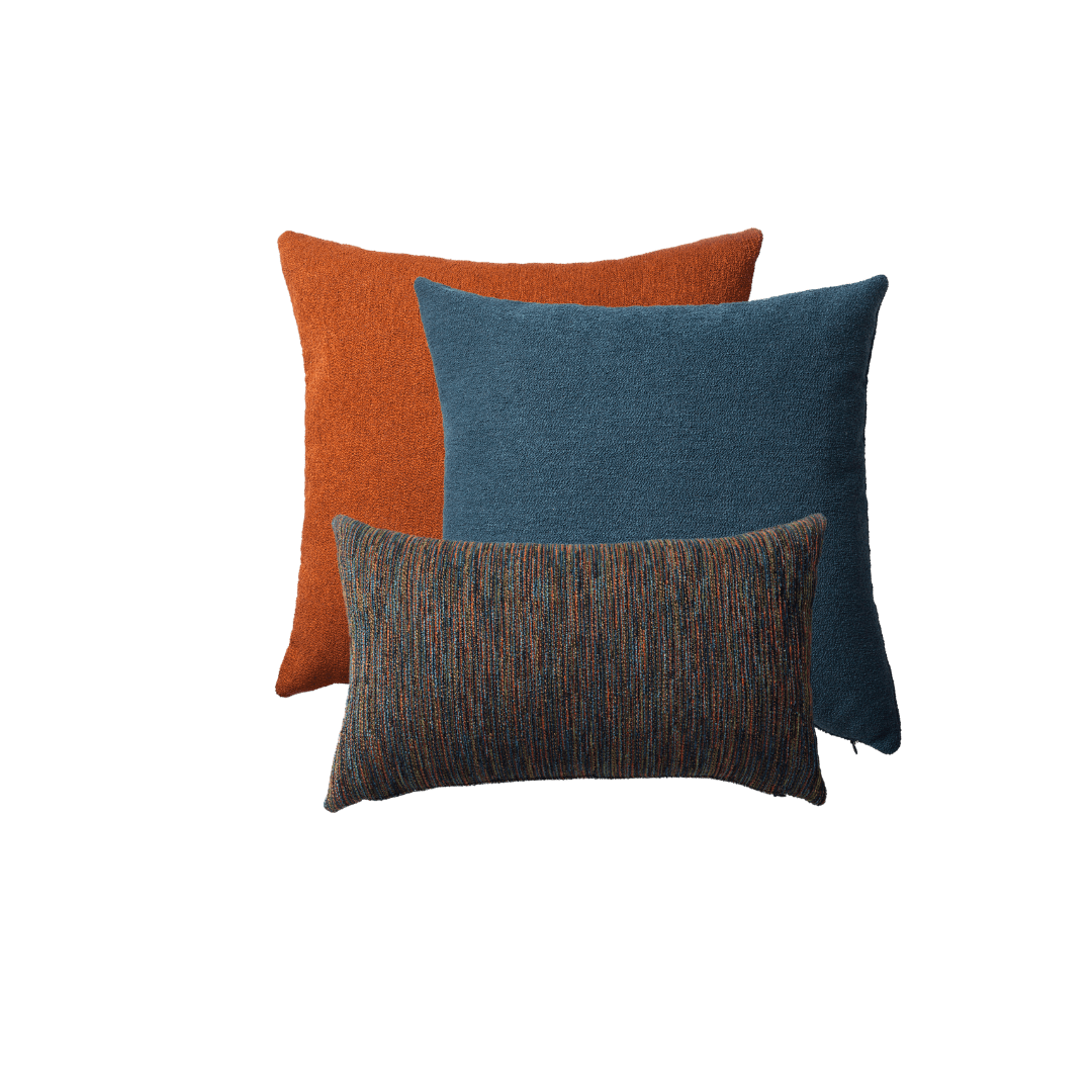 Julia & Bamboo - Decorative Pillow - 3-Piece Combo Set - Orange & Blue (Cover Only)