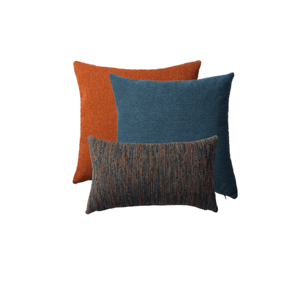 Julia & Bamboo - Decorative Pillow - 3-Piece Combo Set - Orange & Blue (Cover Only)
