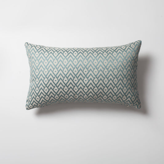 Gusto - Linen Modern Small Patterned Linen Pillow 12x20 Inch - Blue (Cover Only)