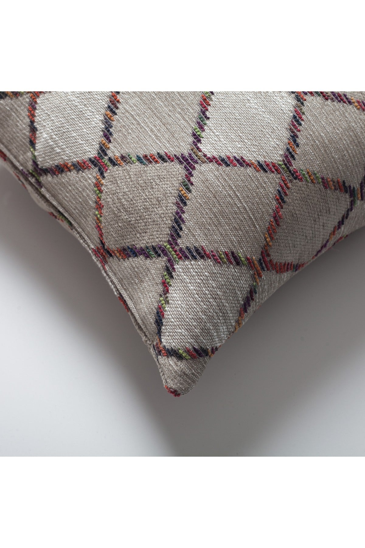 Grande - Linen Viscose Baklava Patterned Linen Pillow 18x18 Inch - Orange (Cover Only)