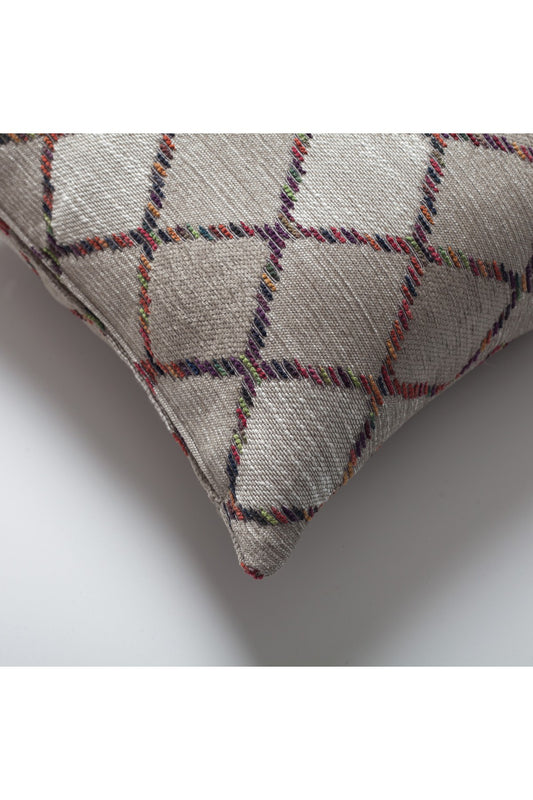 Grande - Linen Viscose Baklava Patterned Linen Pillow 18x18 Inch - Orange (Cover Only)