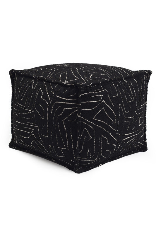 Amorf - Abstract Patterned Pouf - Black & White (Cover Only)