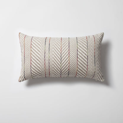 Sense - Linen Gradient Striped Herringbone Patterned Pillow 12x20 Inch - Beige (Cover Only)