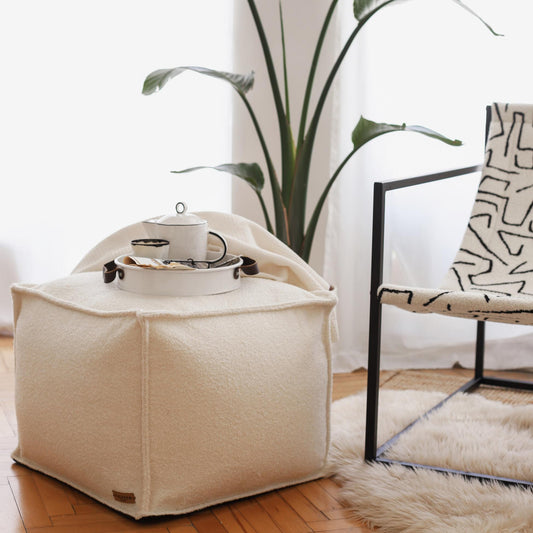 Ovis - Lamb Wool Pouf - White (Cover Only)