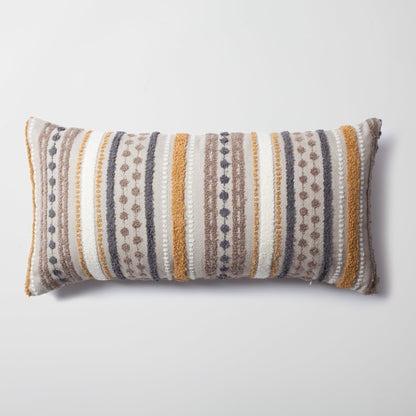 Nomad - Multicolored Striped Linen Decorative Pillow 14x28 Inch - Mustard (Cover Only)