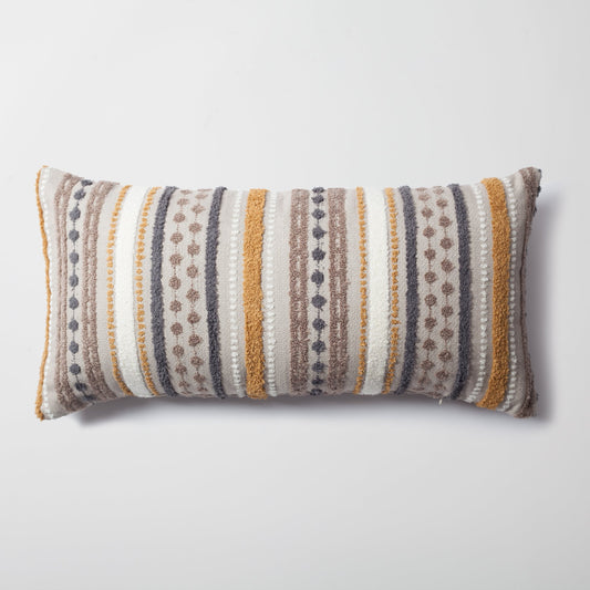 Nomad - Multicolored Striped Linen Decorative Pillow 14x28 Inch - Mustard (Cover Only)