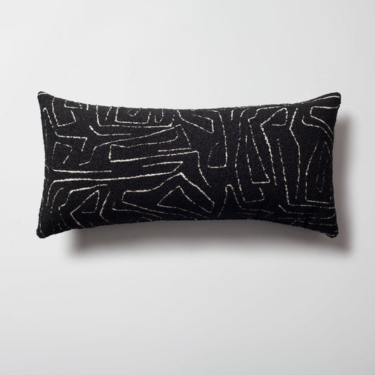 Amorf - Abstract Patterned 14x28 Inch Cushion - Black and White(Cover Only)