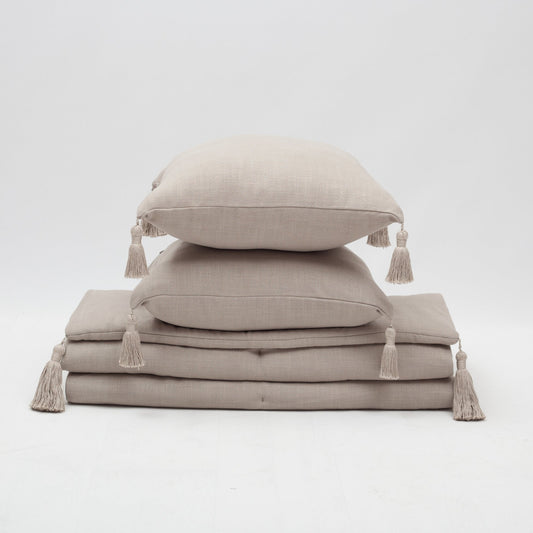 Loom - Linen Tasseled Bed Runner + 2 Pillow Set - Linen (Cover Only)