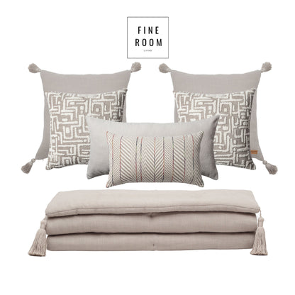 Loom Linen Tasseled Bed Runner + 6 Pillow Set Gilda Sense (Cover Only)