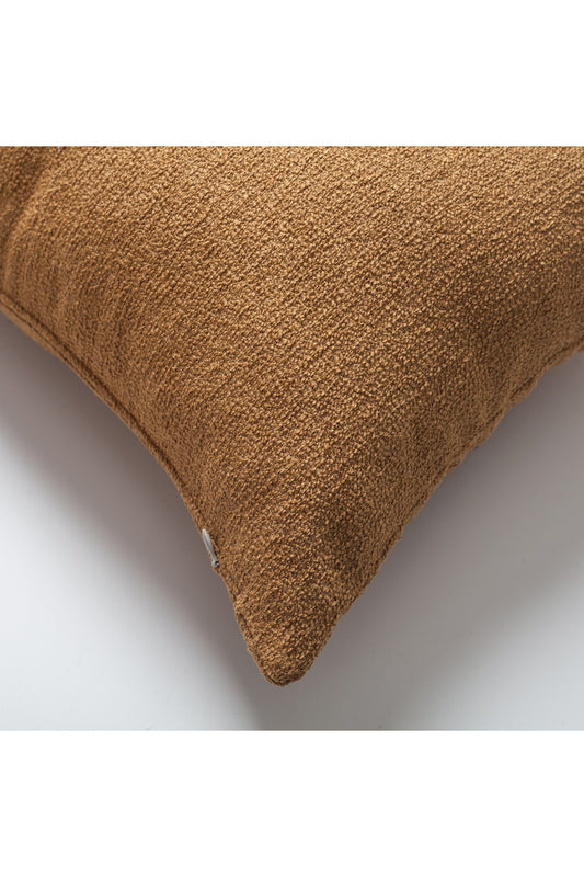 Julia - Plain Boucle Woven Rectangular Pillow 16x24 Inch - Mustard (Cover Only)