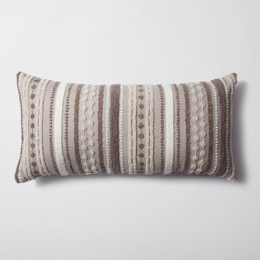 Nomad - Multicolored Striped Linen Decorative Pillow 14x28 Inch - Beige (Cover Only)