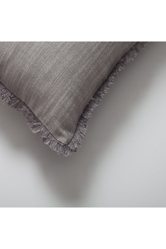 Soho - Linen Fringed Pillow 12x20 Inch - Light Gray (Cover Only)