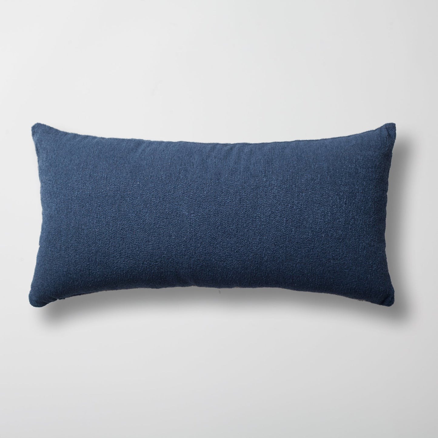 Julia - Plain Boucle Woven Lumbar Pillow 14x28 Inch - Blue (Cover Only)