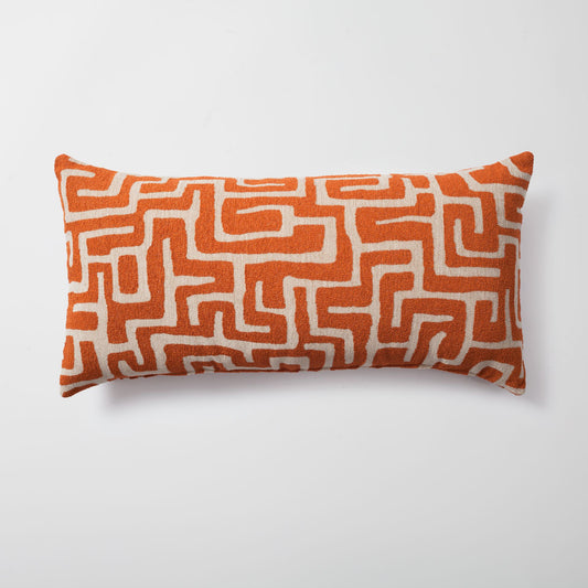 Norm - Maze Patterned 14x28 Inch Pillow - Orange (Cover Only)