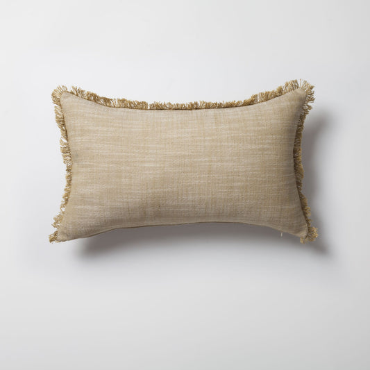 Soho - Linen Fringed Pillow 12x20 Inch - Yellow (Cover Only)