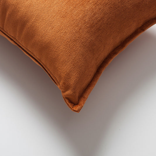 Eliza - Orange Viscose Natural Linen Pillow 16x24 Inch - Orange (Cover Only)