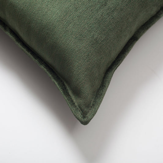 Eliza - Green Viscose Natural Linen Pillow 20x20 Inch - Green (Cover Only)