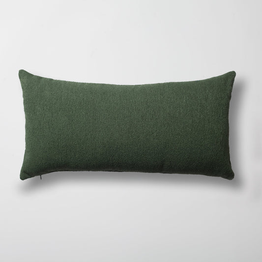 Julia - Plain Boucle Woven Lumbar Pillow 14x28 Inch - Green (Cover Only)