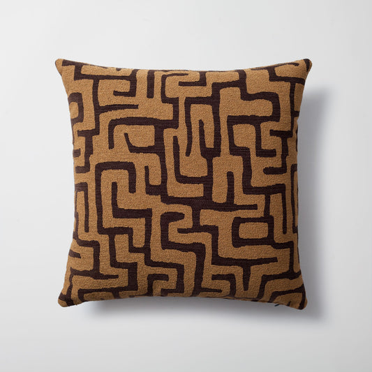 Norm - Maze Patterned 20x20 Inch Pillow - Brown (Cover Only)