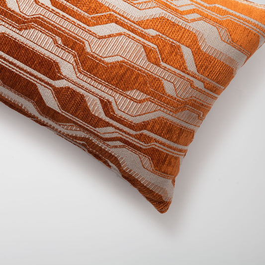 Lebon - Geometric Patterned 12x20 Inch Pillow - Orange (Cover Only)