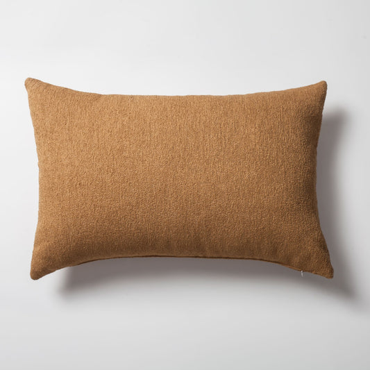 Julia - Plain Boucle Woven Rectangular Pillow 16x24 Inch - Mustard (Cover Only)