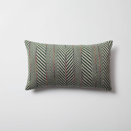 Sense - Linen Gradient Striped Herringbone Patterned Pillow 12x20 Inch - Green (Cover Only)