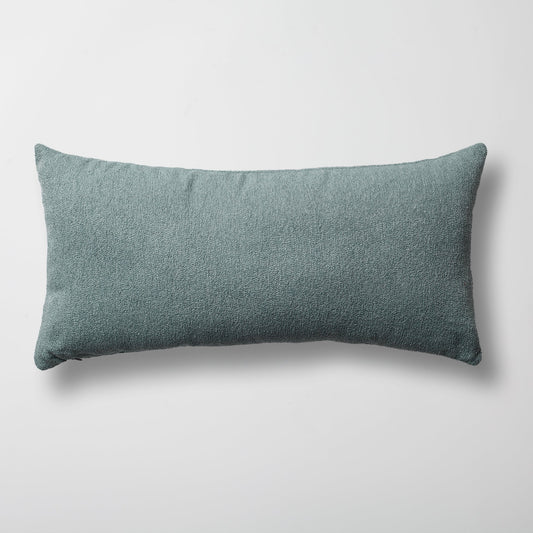 Julia - Plain Boucle Woven Lumbar Pillow 14x28 Inch - Light Blue (Cover Only)