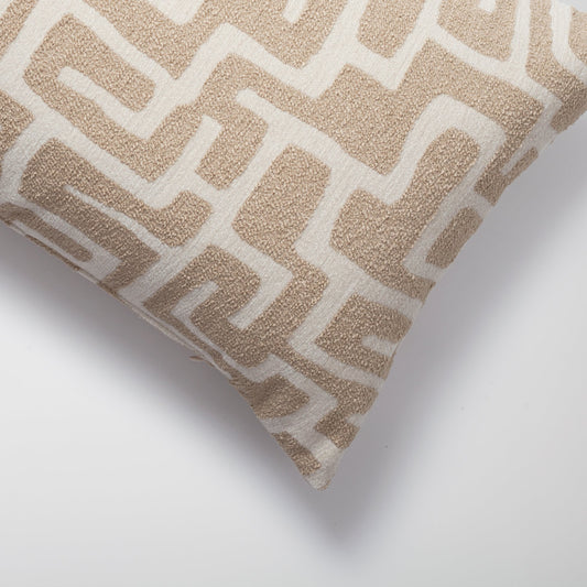 Norm - Maze Patterned 14x28 Inch Pillow - Cream (Cover Only)
