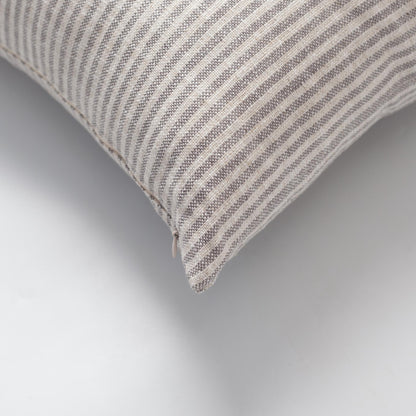 Zuma  - Linen Striped 100% Natural Throw Pillow 45x45 - Light Grey