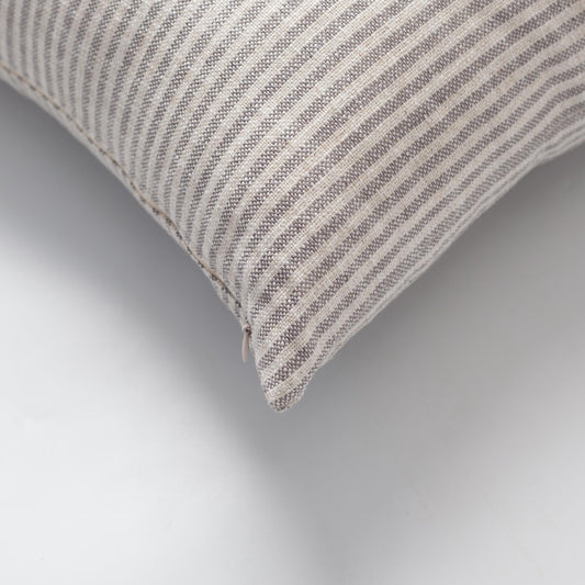 Zuma  - Linen Striped 100% Natural Throw Pillow 45x45 - Light Grey