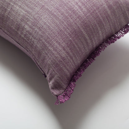 Soho - Linen Fringed Pillow 12x20 Inch - Purple (Cover Only)