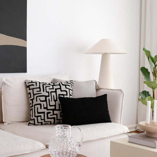 Norm - Maze Patterned 20x20 Inch Pillow - Black (Cover Only)