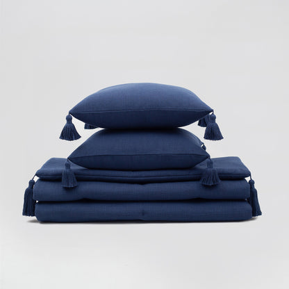 Lusso & Loom  Duvet Cover Set + Runner Set of 2 Padded - Navy Blue