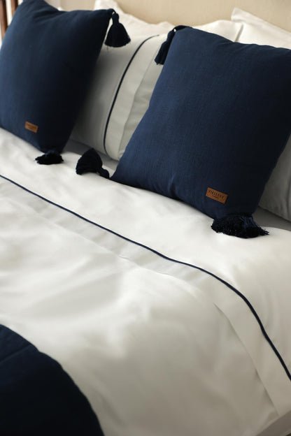 Loom  - Linen Tassel Bed Runner + Set of 2 Padded - Navy Blue
