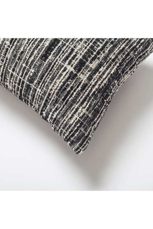 Coco - Corduroy Patterned Cushion 12x20 Inch - Black (Cover Only)