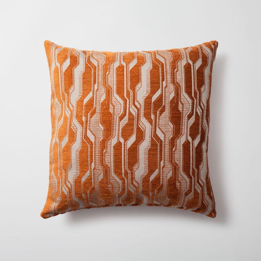Lebon - Geometric Patterned 20x20 Inch Pillow - Orange (Cover Only)